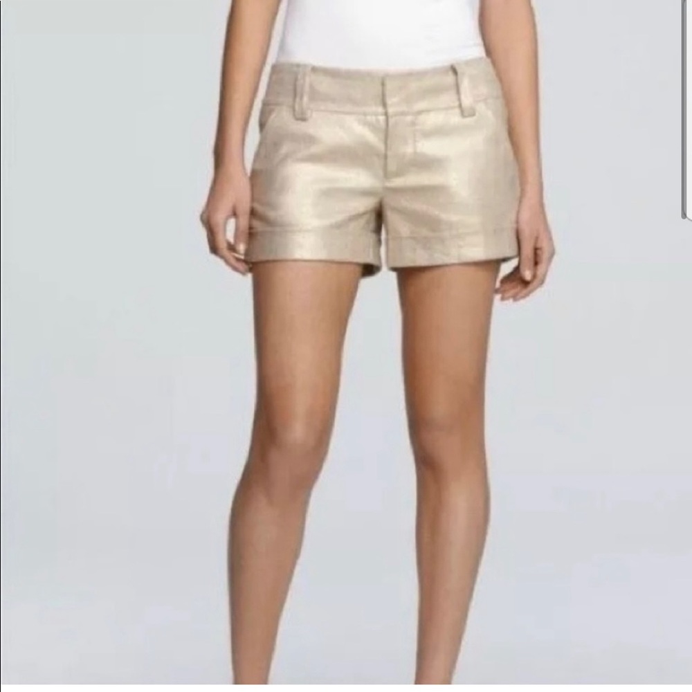 Gold cotton-linen mix Alice + Olivia shorts